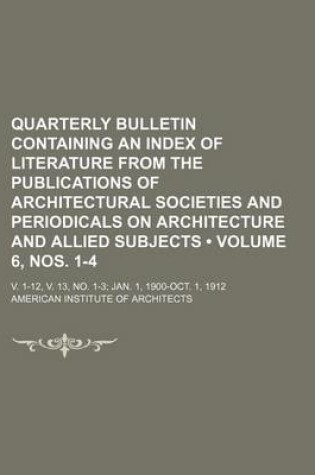 Cover of Quarterly Bulletin Containing an Index of Literature from the Publications of Architectural Societies and Periodicals on Architecture and Allied Subjects (Volume 6, Nos. 1-4); V. 1-12, V. 13, No. 1-3 Jan. 1, 1900-Oct. 1, 1912