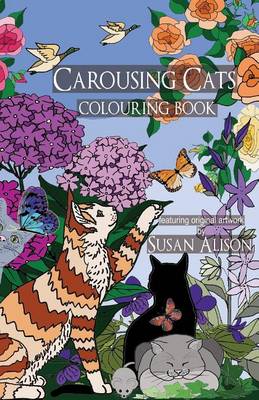 Book cover for Carousing Cats - A cat lover's pocket size colouring book