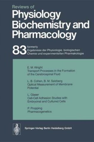 Cover of Reviews of Physiology, Biochemistry and Pharmacology 83