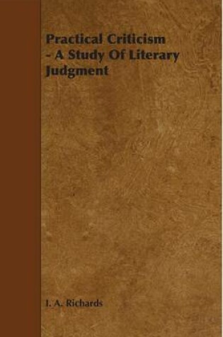 Cover of Practical Criticism - A Study of Literary Judgment