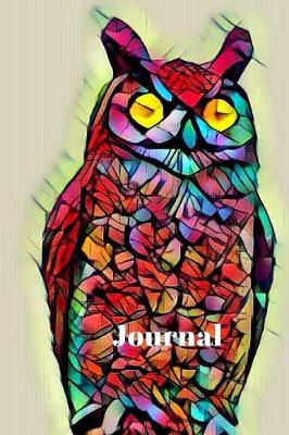 Book cover for Cute Colorful Rainbow Prism Blue Teal Pink Owl Bird Lovers Pretty Blank Lined Journal for Daily Thoughts Notebook Diary for Women