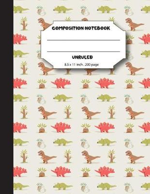 Book cover for Composition notebook unruled 8.5 x 11 inch 200 page, cute dino pattern