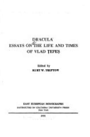 Cover of Dracula Essays