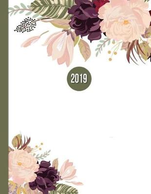 Book cover for 2019 Planner; Purple Peony