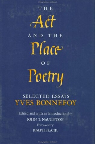 Cover of The Act and the Place of Poetry