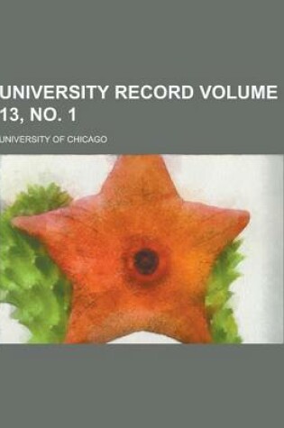 Cover of University Record Volume 13, No. 1