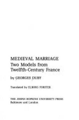 Cover of Mediaeval Marriage