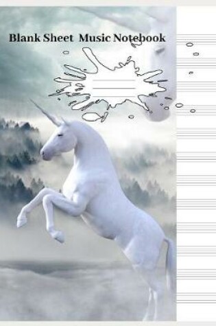 Cover of Blank Sheet Unicorn Piano Music Notebook