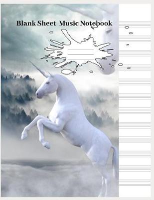 Book cover for Blank Sheet Unicorn Piano Music Notebook