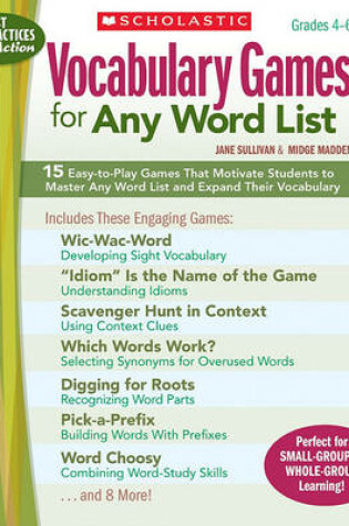 Cover of Vocabulary Games for Any Word List, Grades 4-6