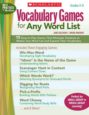Book cover for Vocabulary Games for Any Word List, Grades 4-6