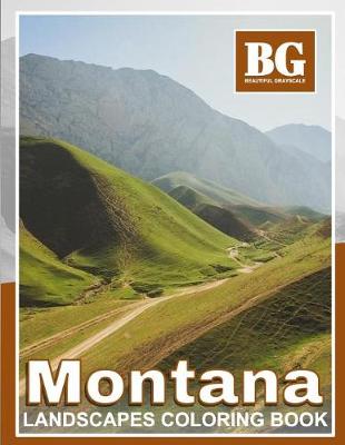 Book cover for Beautiful Grayscale Montana Landscapes Coloring Book