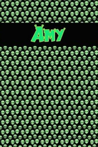 Cover of 120 Page Handwriting Practice Book with Green Alien Cover Amy