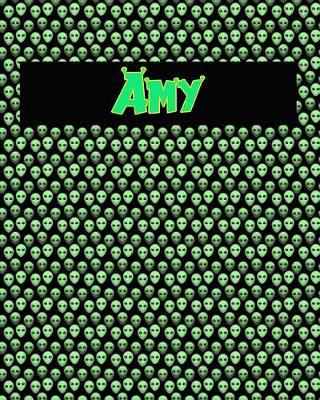 Book cover for 120 Page Handwriting Practice Book with Green Alien Cover Amy