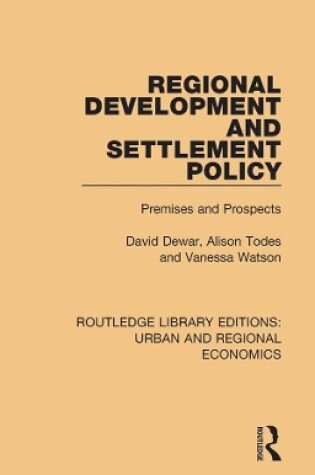 Cover of Regional Development and Settlement Policy