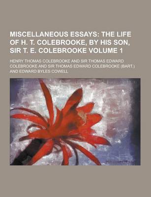 Book cover for Miscellaneous Essays Volume 1