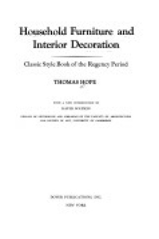 Cover of Household Furniture and Interior Decoration