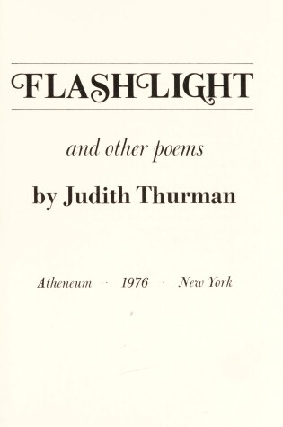 Cover of Flashlight, and Other Poems