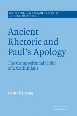 Cover of Ancient Rhetoric and Paul's Apology