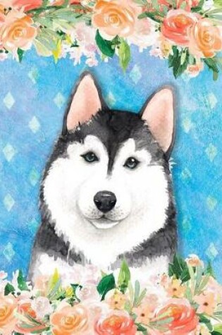 Cover of Big Fat Bullet Style Journal Husky Dog In Flowers