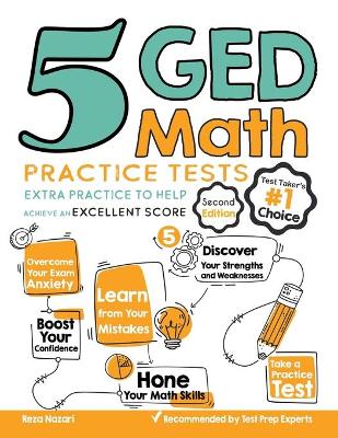 Book cover for 5 GED Math Practice Tests