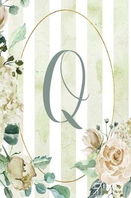 Book cover for 2020 Weekly Planner, Letter Q, Green Stripe Floral Design