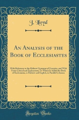 Cover of An Analysis of the Book of Ecclesiastes