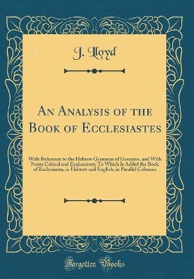 Book cover for An Analysis of the Book of Ecclesiastes