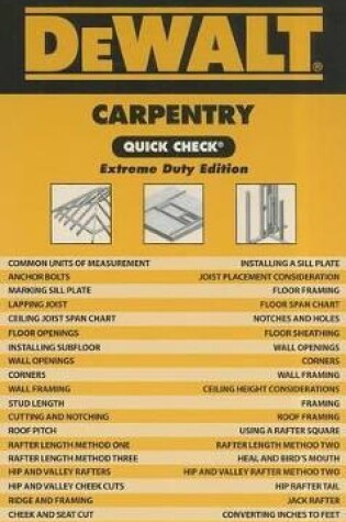 Cover of Dewalt Carpentry Quick Check