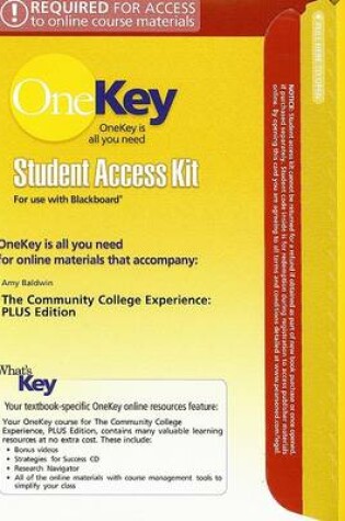 Cover of OneKey Blackboard, Student Access Kit, The Community College Experience, PLUS Edition