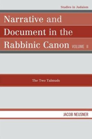 Cover of Narrative and Document in the Rabbinic Canon