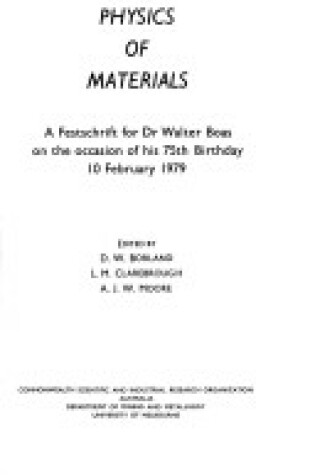 Cover of Physics of Materials