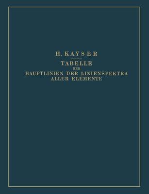 Book cover for Tabelle der Hauptlinien der Linienspektra Aller Elemente nach Wellenlänge Geordnet