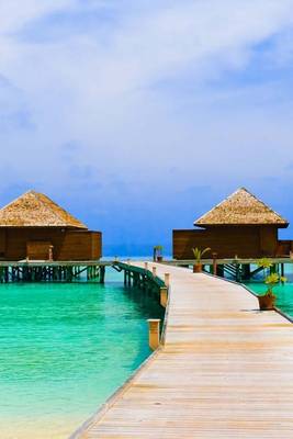 Book cover for Water Bungalows on a Tropical Island in the Caribbean Sea