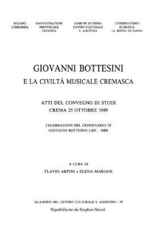Cover of Giovanni Bottesini e la Civilta Musicale Cremasca