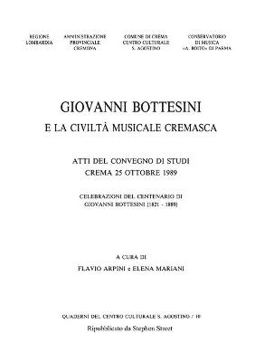 Book cover for Giovanni Bottesini e la Civilta Musicale Cremasca