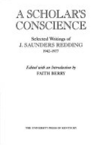 Cover of Scholar's Conscience