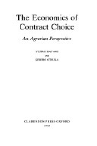 Cover of The Economics of Contract Choice