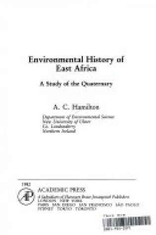 Cover of Environmental History of East Africa