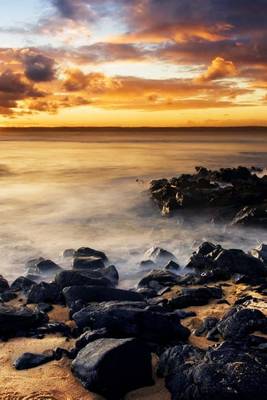 Book cover for Beautiful Orange Sunset on the Rocky Ocean Shore (for the Love of the Sea)