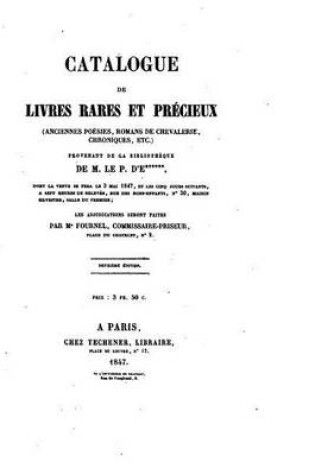 Cover of Catalogue de livres rares et precieux