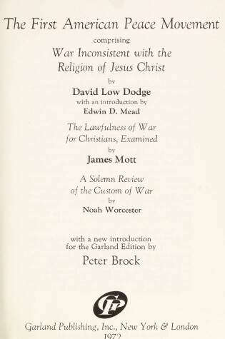 Cover of First Amer Peace Movement