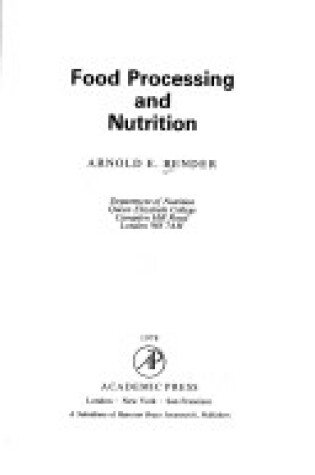 Cover of Food Processing and Nutrition