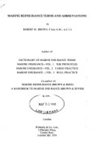 Cover of Marine Reinsurance Terms and Abbreviations