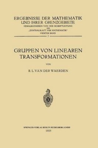 Cover of Gruppen Von Linearen Transformationen