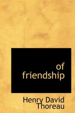 Cover of Of Friendship