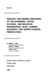 Book cover for Geology and Mineral Resources of the Blandburg, Tipton, Altoona, and Bellwood Quadrangles, Blair, Cambria, Clearfield, and Centre Counties, Pennsylvania