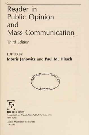 Cover of Reader in Public Opinion and Mass Communication