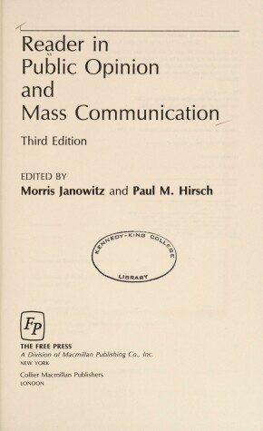 Book cover for Reader in Public Opinion and Mass Communication