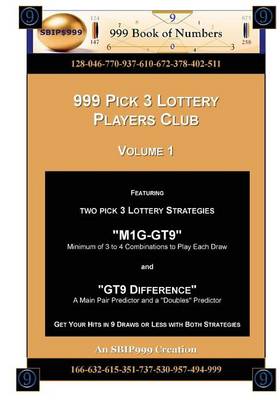 Book cover for 999 Pick 3 Lottery Players Club Volume 1